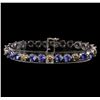 Image 1 : 14KT White Gold 9.46 ctw Tanzanite and Diamond Bracelet