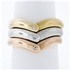 Image 1 : 14K Tri Color Gold Burnish Diamond Polished & Sandblast 3 Stackable V Band Rings