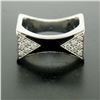 Image 2 : 14K White Gold 0.30 ctw Diamond & Black Enamel Stone Finished Squared Band Ring