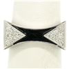 Image 4 : 14K White Gold 0.30 ctw Diamond & Black Enamel Stone Finished Squared Band Ring