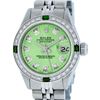 Image 1 : Rolex Ladies Stainless Steel Green Diamond & Emerald Datejust 26MM Wristwatch