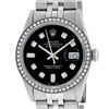 Image 2 : Rolex Mens Stainless Steel Black Diamond 36MM Datejust Wristwatch Oyster Perpetu