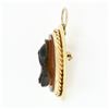 Image 3 : Vintage 14k Gold Carved Brown Agate Trojan Twisted Wire Frame Pin Brooch Pendant