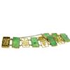 Image 5 : Antique Chinese Solid 14k Yellow Gold Large WIDE Hand Carved Jade Link Bracelet