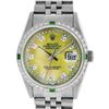 Image 1 : Rolex Mens Stainless Steel Yellow MOP & Emerald Datejust Wristwatch 36MM
