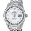 Image 1 : Rolex Mens Stainless Steel Mother Of Pearl Diamond 36MM Datejust Wristwatch