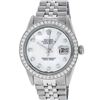 Image 2 : Rolex Mens Stainless Steel Mother Of Pearl Diamond 36MM Datejust Wristwatch
