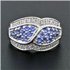 Image 2 : 14k White Gold .85 ctw Round Brilliant Tanzanite & Diamond Wide Cluster Band Rin