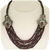 Image 1 : .950 Sterling Silver 17" Strung Multi Strand 230 Garnet Bead Necklace