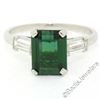 Image 1 : Vintage 18kt White Gold 2.62 ctw Green Tourmaline Solitaire and Diamond Ring