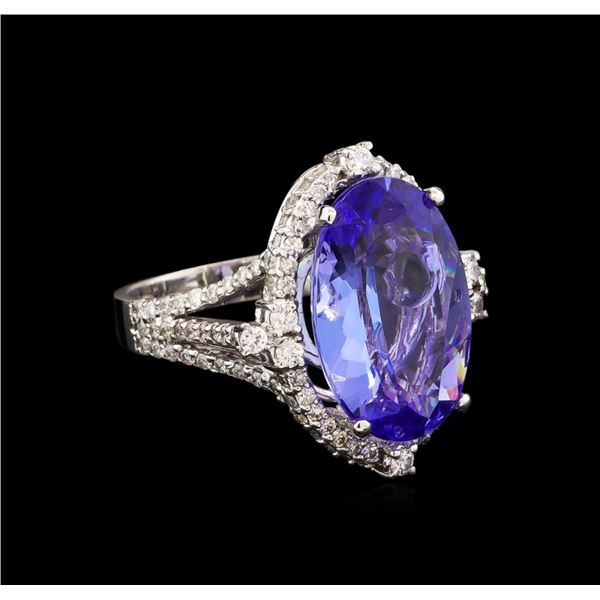 10.18 ctw Tanzanite and Diamond Ring - 14KT White Gold