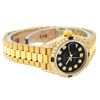 Image 2 : Rolex Ladies 18K Yellow Gold Black Diamond And Sapphire President Wristwatch Wit