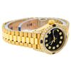 Image 3 : Rolex Ladies 18K Yellow Gold Black Diamond And Sapphire President Wristwatch Wit