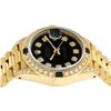 Image 7 : Rolex Ladies 18K Yellow Gold Black Diamond And Sapphire President Wristwatch Wit