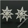 Image 2 : 18kt White Gold 3.35 ctw Diamond Star Burst Cluster Earrings