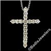 Image 2 : New 14kt White Gold 1.52 ctw Fancy Colored Round Diamond Cross Pendant Necklace
