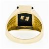Image 7 : Men's Vintage 14K TT Gold Rectangular Black Onyx & Diamond Ribbed Grooved Ring