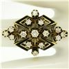 Image 5 : 14k Yellow Gold .90 ctw Round Diamond Black Enamel Marquise Cocktail Ring