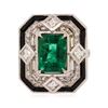 Image 2 : 6.46 ctw Emerald and Diamond Ring - 18KT White Gold