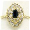 Image 1 : 14k Yellow Gold 1.00 ctw Marquise Sapphire Solitaire Ring w/ Double Diamond Halo