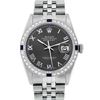 Image 2 : Rolex Mens Stainless Steel Dark Rhodium Roman Diamond & Sapphire Datejust Wristw