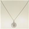 Image 3 : 14K White Gold 0.18 ctw Diamond Hand of Fatima Hamsa Hand Disk Pendant w/16" Cha