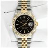 Image 3 : Rolex Mens 2 Tone Black Index Pyramid Diamond Bezel Datejust Wristwatch With Rol