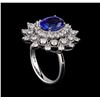 Image 4 : 3.88 ctw Tanzanite and Diamond Ring - 14KT White Gold