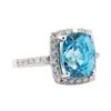 Image 1 : 8.07 ctw Blue Zircon and Diamond Ring - 14KT White Gold