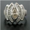 Image 2 : 14K White Gold 1.74 ctw Diamond Engagement Ring w/ Champagne Marquise Solitaire