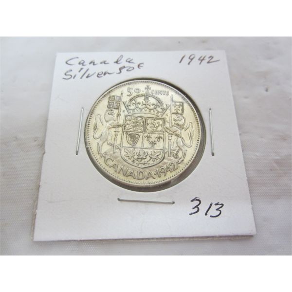 Canadian 1942 Silver Fifty Cent Piece