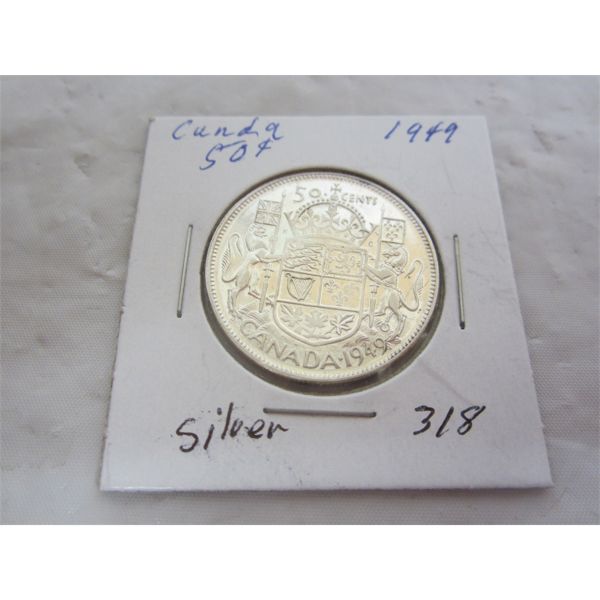 Canadian 1949 Silver Fifty Cent Piece