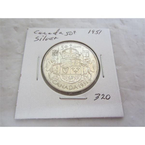 Canadian 1951 Silver Fifty Cent Piece