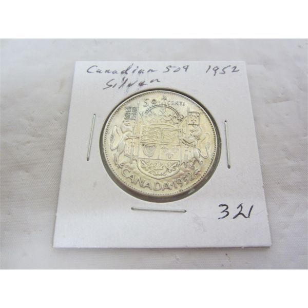 Canadian 1952 Silver Fifty Cent Piece