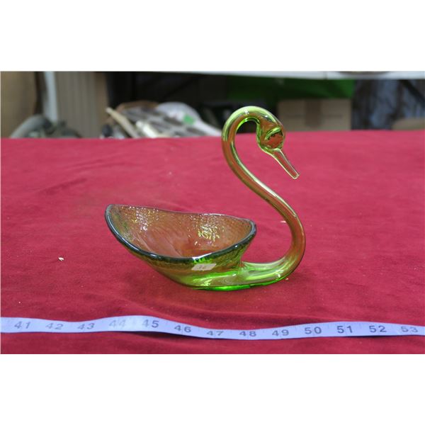 Antique Glass Swan Dish