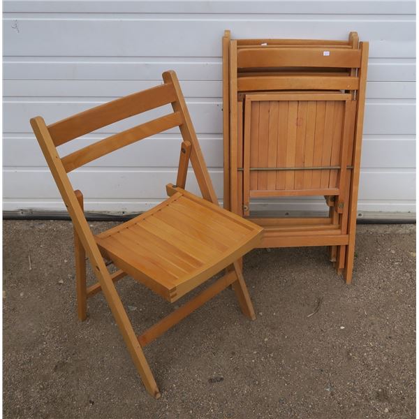 4 Solid Wood Folding Chairs