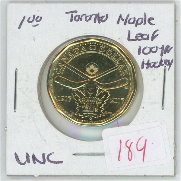 Canadian Loonie - 2017 Toronto Maple Leaf 100 yr UNC