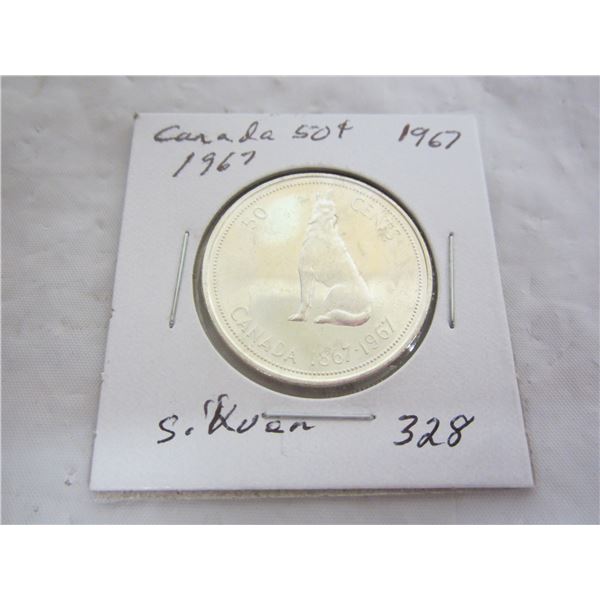 Canadian 1967 Silver Fifty Cent Piece