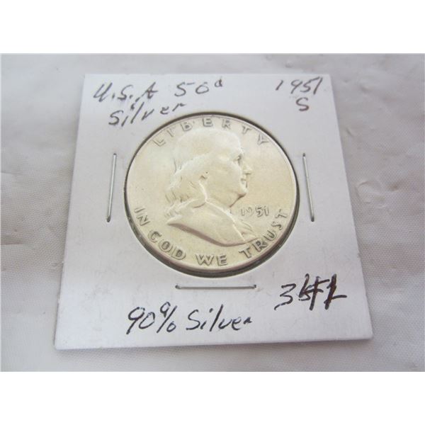 Benjamin 1951 S Silver 50 Cent Piece