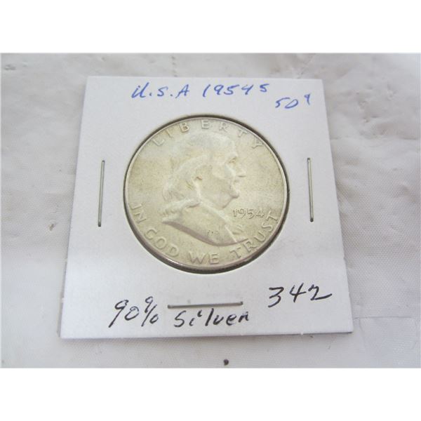 Benjamin 1954 S Silver 50 Cent Piece