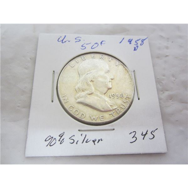 Benjamin 1958 D Silver 50 Cent Piece