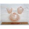 Image 1 : 3 Pieces of Pink Depression Glass Holiday Butterdish , Cream and Sugar ,no damage