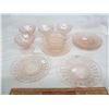 Image 1 : 11 Pieces of Pink Depression Glass Holiday Sherbets no damage ect