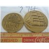 Image 2 : Lot of 2 Vintage Large Ship's Coins
