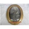 Image 1 : Antique Oval Bubble Glass Frame with Picture of Children Gold Colored