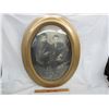Image 2 : Antique Oval Bubble Glass Frame with Picture of Children Gold Colored