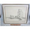 Image 1 : Vintage Artist Framed Proof Print of 1922 Saskatchewan Grain Elevator