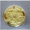 Image 3 : Athena Battling with Alkyoneus. From the Ancient Greece medals series. A beautiful gold-plated bronz