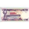 Image 2 : Zambia. 1986-1988 50 Kwacha. P-28a. AU. High denomination note. Nice.