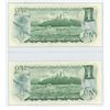 Image 2 : Lot of 2 Consecutive Serial Number 1973 $1 notes. Lawson-Bouey signatures. AAF Prefix. Serial Number